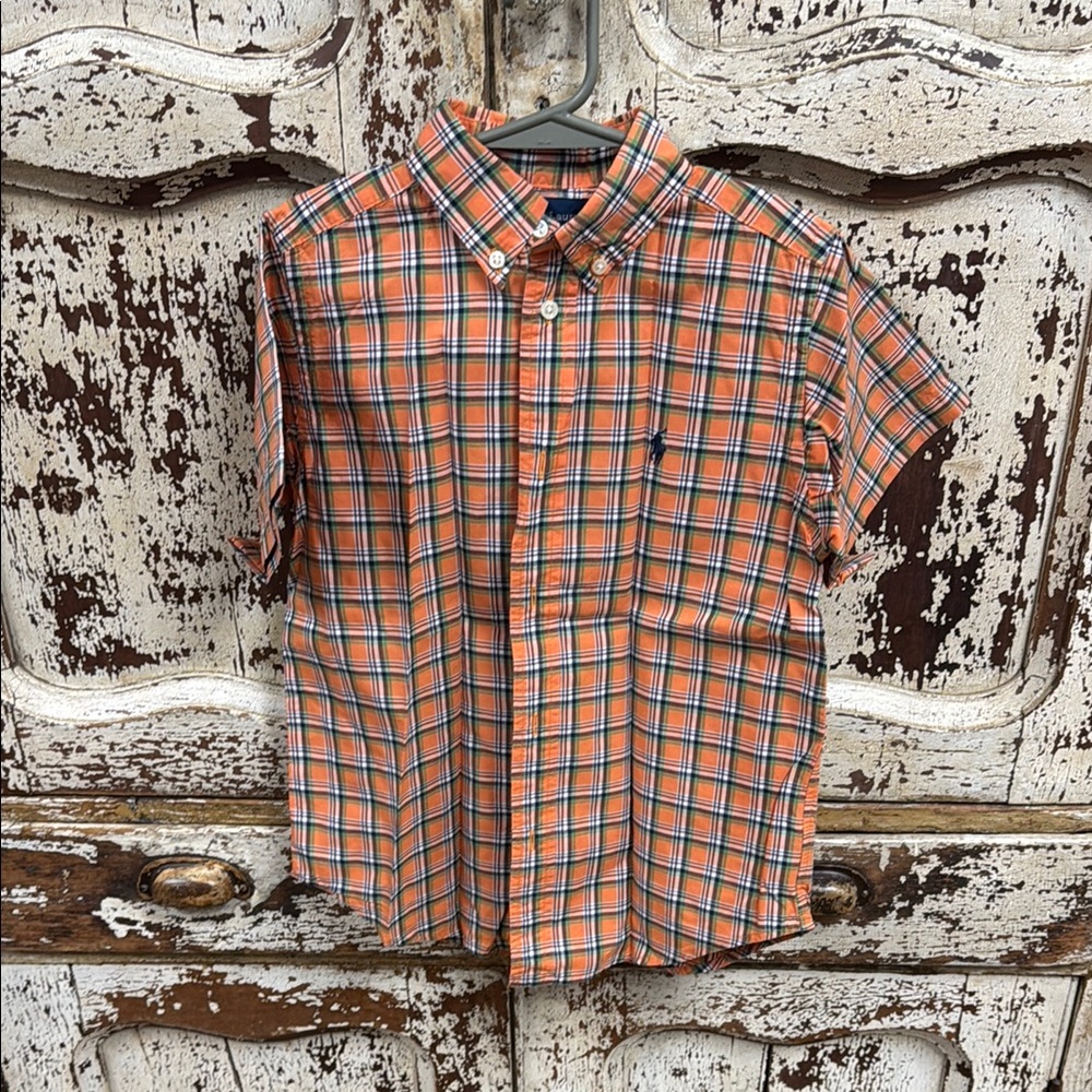 Polo Ralph Lauren Sz 6 Orange Plaid Shirt